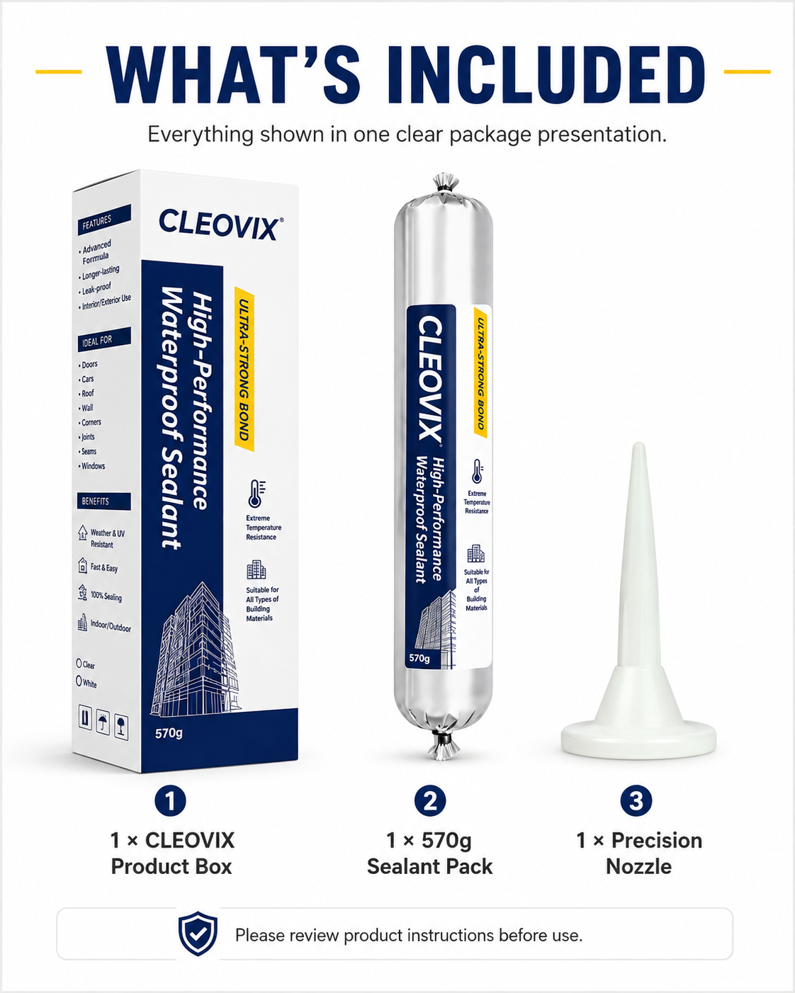 CLEOVIX Waterproof Sealant 570g | Leak & Gap Repair