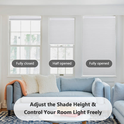 Cordless No Drill Cellular Shades – Custom Size Blackout Honeycomb Shades for Windows