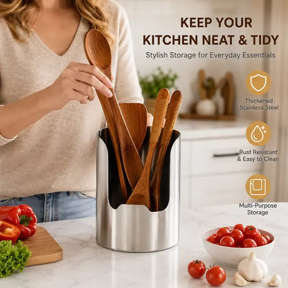 ⭐Thickened Stainless Steel Utensil Organizer, Rust Resistant Easy to Clean