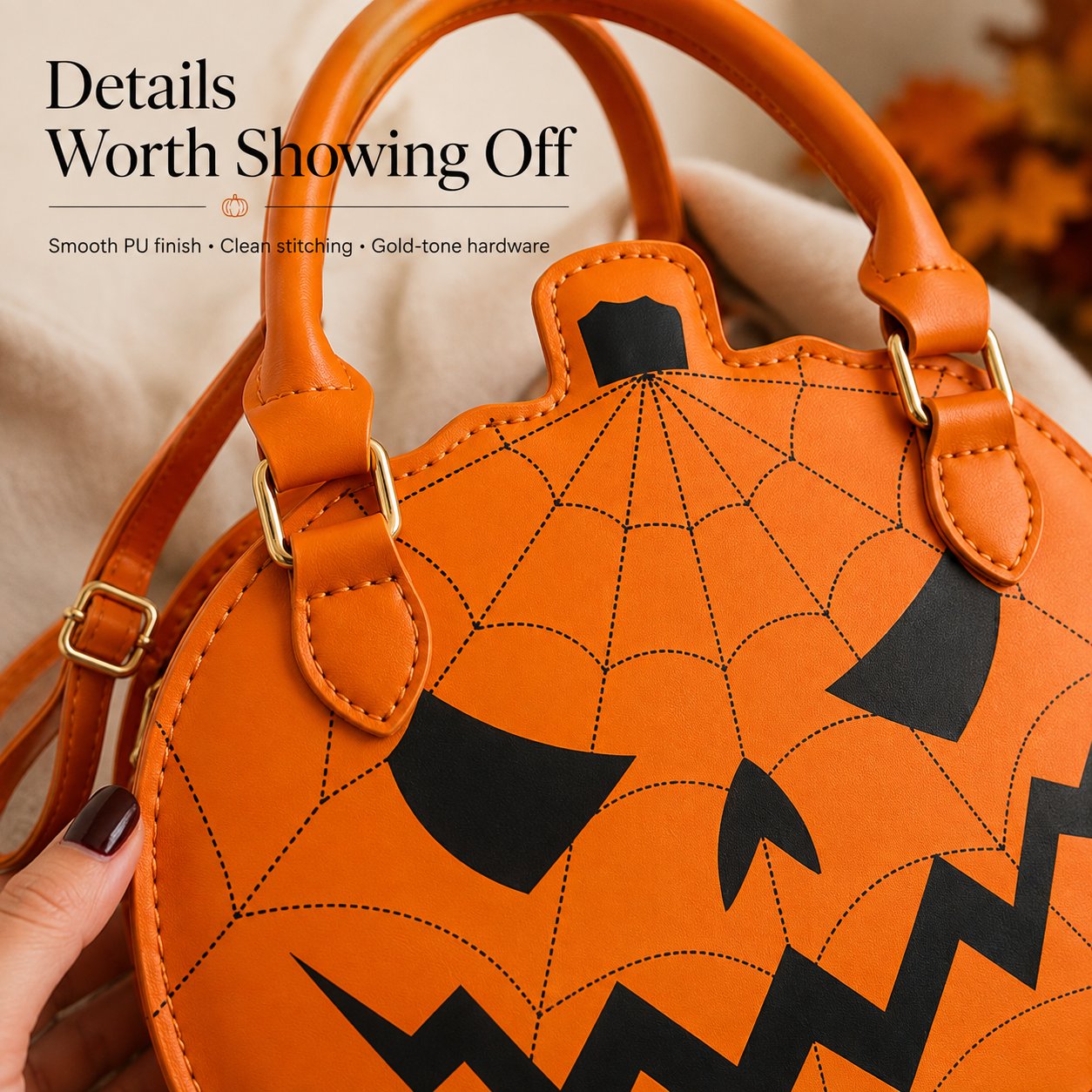 🎃 Halloween Pumpkin Handbag with Adjustable Shoulder Strap