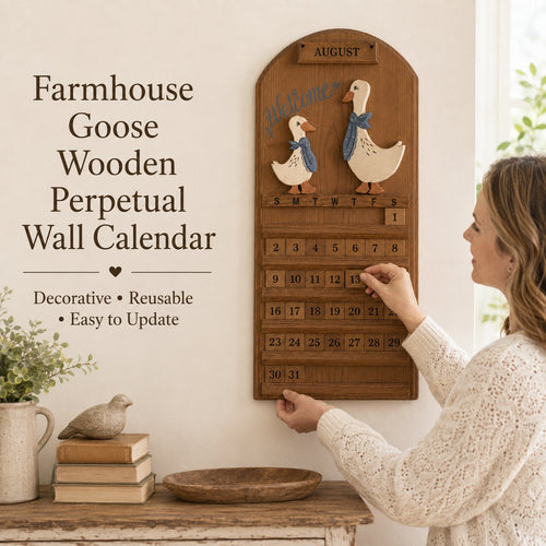🦢 Farmhouse Goose Wooden Perpetual Wall Calendar