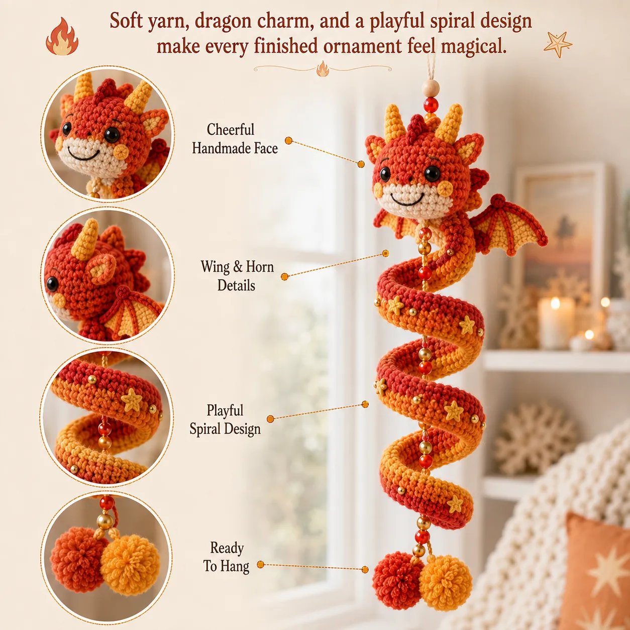 🔥 Last Day 50% OFF✨ 🐉 Beginner-Friendly DIY Enchanted Dragon Spiral Hanging Ornament Kit | Complete Kit with All Tools & Step-by-Step Guide Included 💕