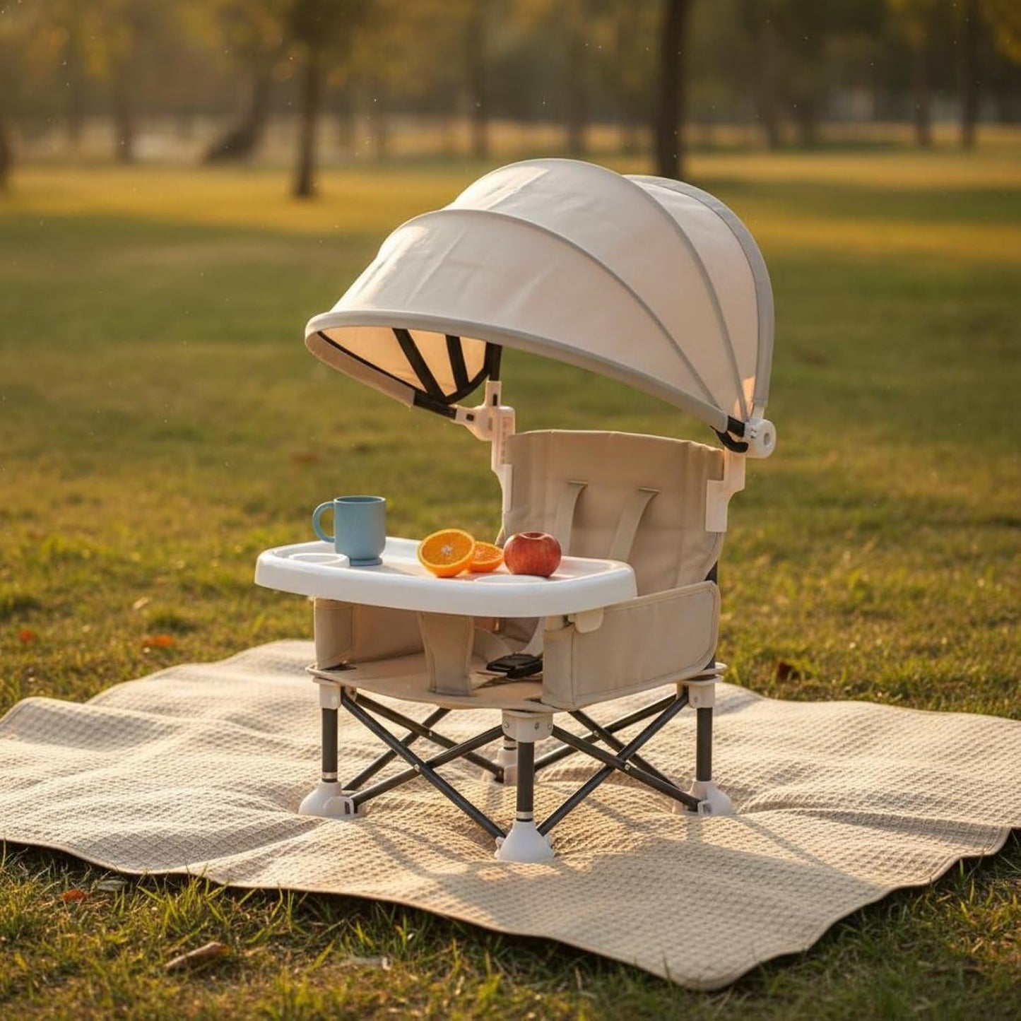✈️ Portable Baby High Chair with Safety Harness | Fold, Carry & Feed Anywhere