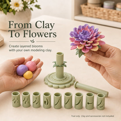 Modular Clay Bloom Maker with 9 Shaping Sleeves