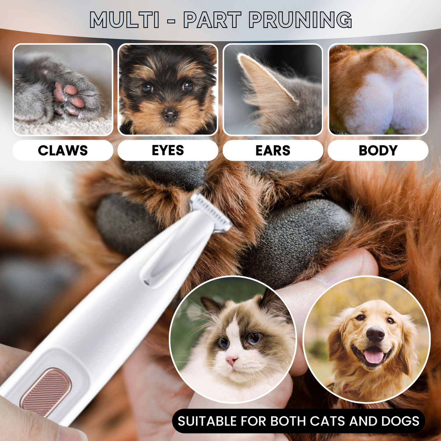 LED Pet Paw Trimmer｜Ultra‑Quiet Safe Grooming Clipper for Dogs & Cats🐩