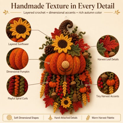 ⏳ Last Day 49% OFF – 🧶 DIY Seasonal 3D Crochet Door Hanger Kit Collection | Coordinated Yarn, Filling, Accessories & Step-by-Step Instructions Included 💕