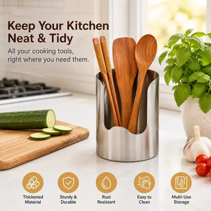 ⭐Thickened Stainless Steel Utensil Organizer, Rust Resistant Easy to Clean