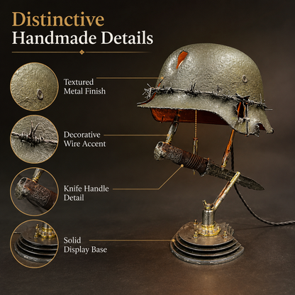 ⏰ 49% OFF Today Only!–🪖 War Relic Vintage Helmet Table Lamp