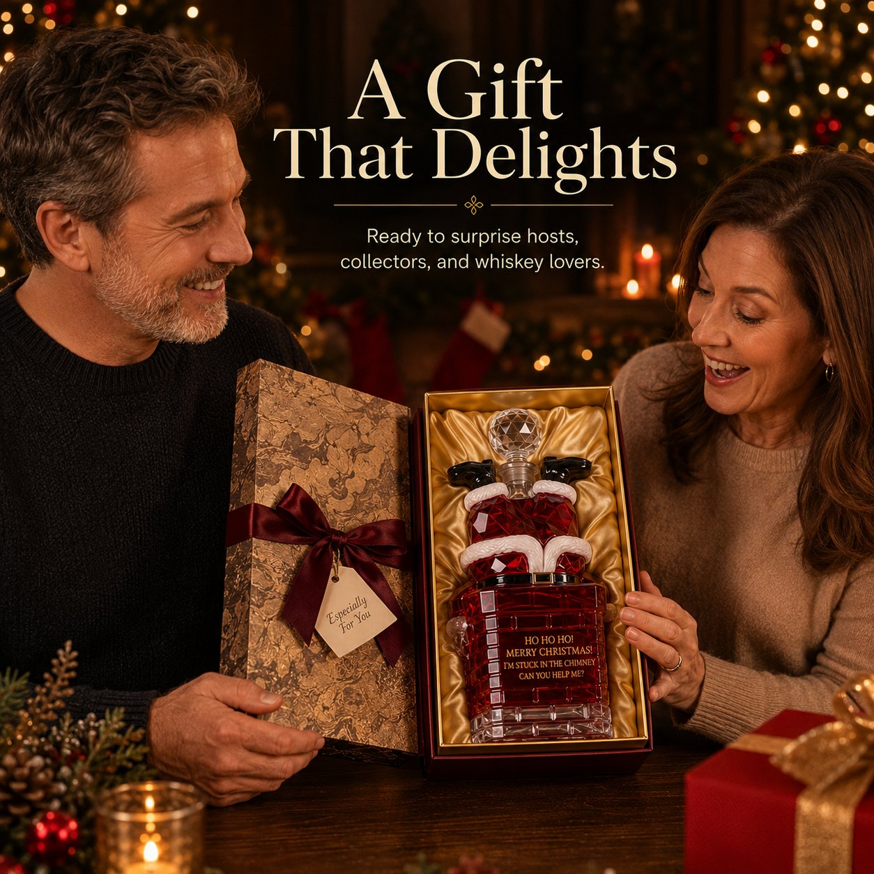 ✨ ✨ Holiday Special: 49% Off – Santa Stuck in the Chimney Whiskey Bottle