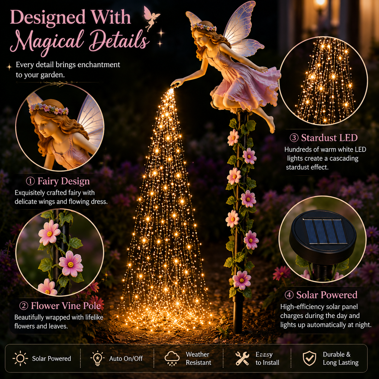 🔥Today 49% OFF🧚‍♀️Fairy Sprinkling Magic Dust Garden Light🌸