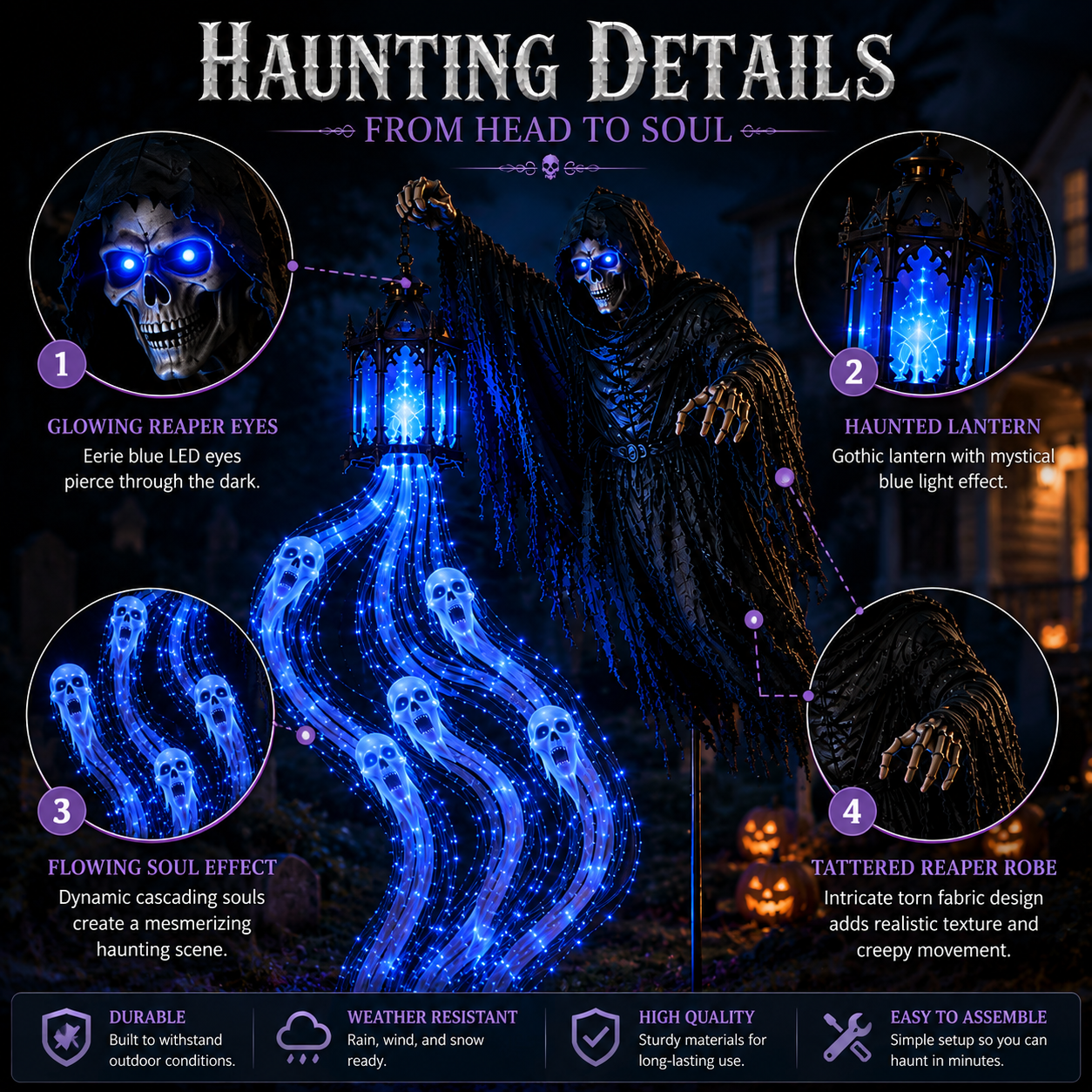 ✨Today 49% OFF💀Halloween Soul Harvester Animated Garden Light🏚️