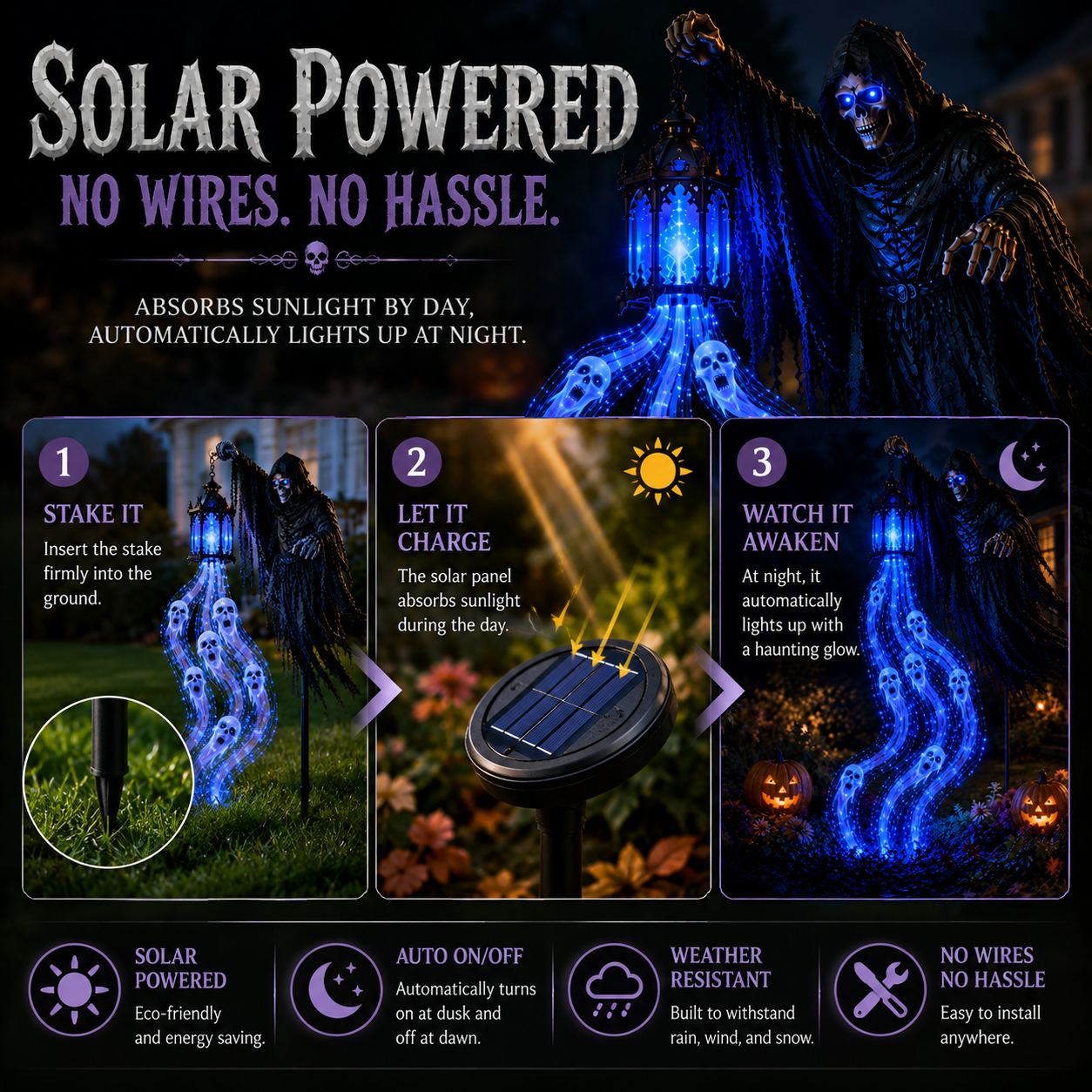 ✨Today 49% OFF💀Halloween Soul Harvester Animated Garden Light🏚️