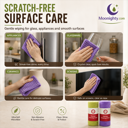 Premium Bamboo Fiber Microfiber Cloths – Tear-Off Design & Antibacterial Protection