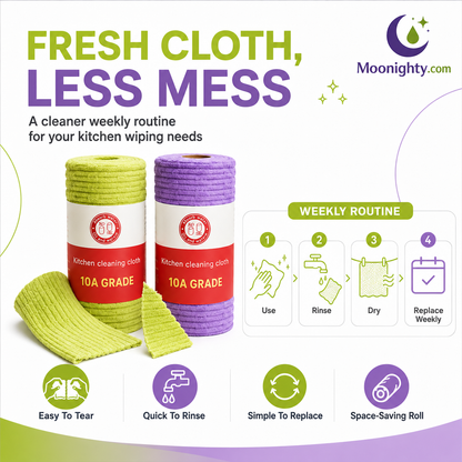 Premium Bamboo Fiber Microfiber Cloths – Tear-Off Design & Antibacterial Protection