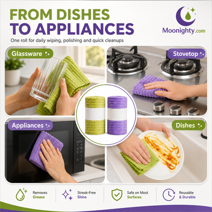 Premium Bamboo Fiber Microfiber Cloths – Tear-Off Design & Antibacterial Protection