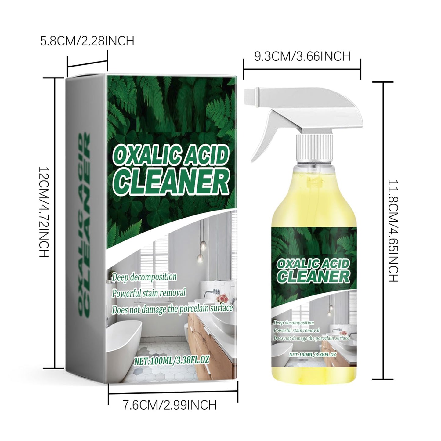 💞50K+ SOLD!💥🔬 【CLEARANCE!】✨ 🚽 Oxalic Acid Cleaner, Multipurpose Stain Remover Spray for Bathroom