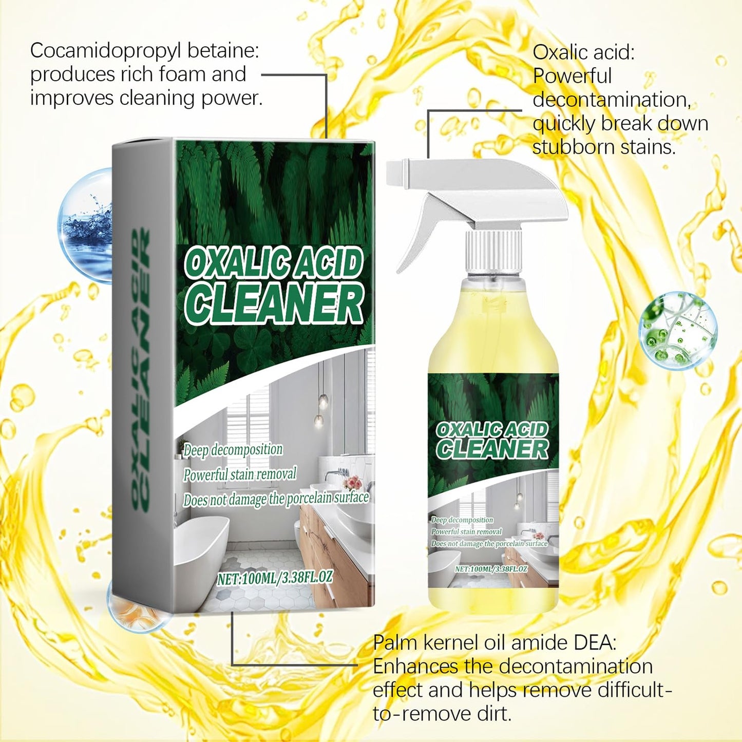 💞50K+ SOLD!💥🔬 【CLEARANCE!】✨ 🚽 Oxalic Acid Cleaner, Multipurpose Stain Remover Spray for Bathroom