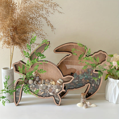 🌊Sea Shell Display Box Wooden Starfish Holder