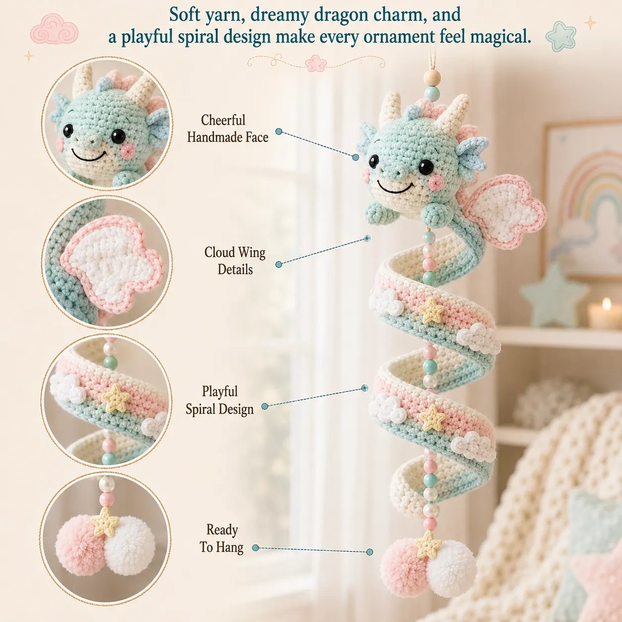 🔥 Last Day 50% OFF✨ 🐉 Beginner-Friendly DIY Enchanted Dragon Spiral Hanging Ornament Kit | Complete Kit with All Tools & Step-by-Step Guide Included 💕