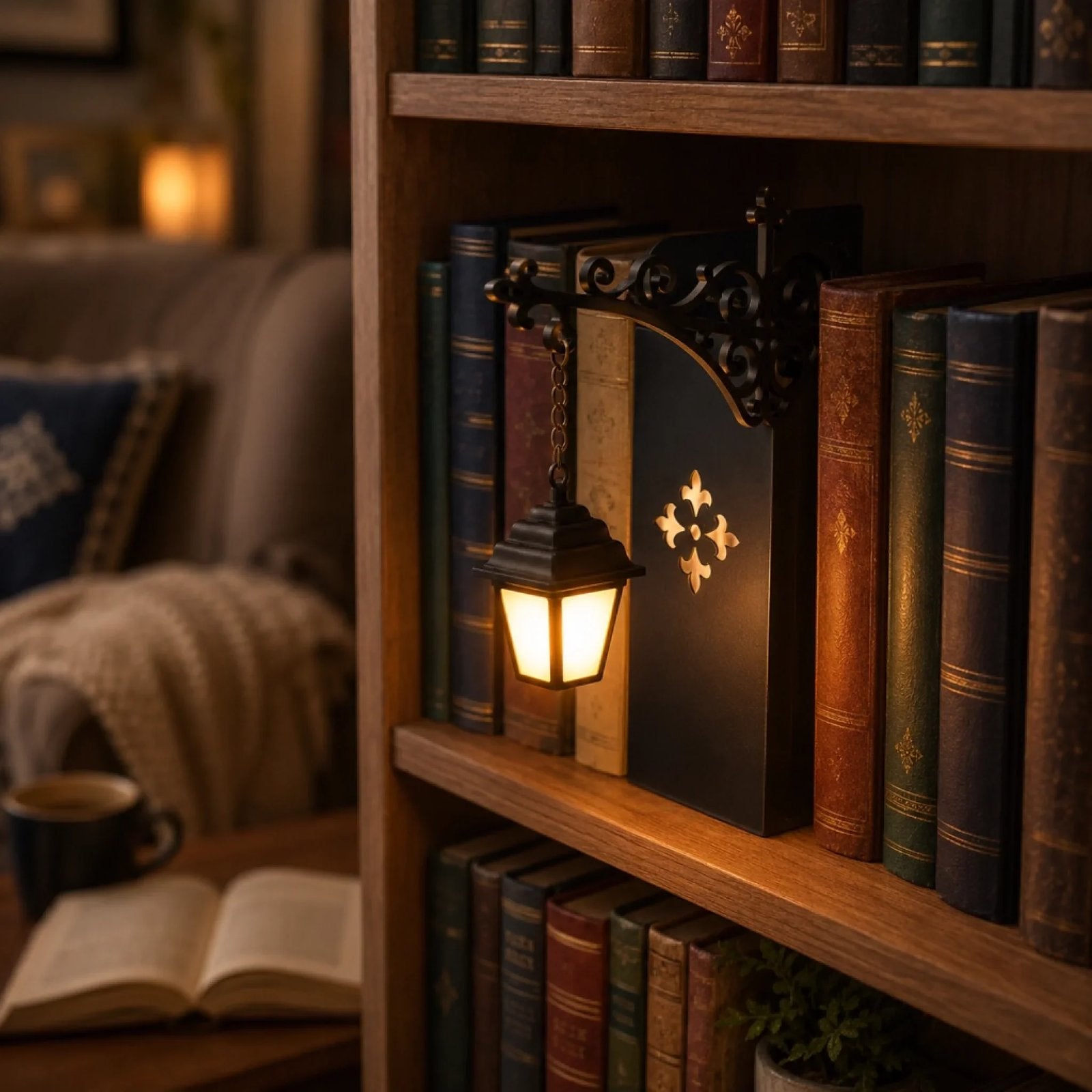 Bookshelf Lantern Light — Cozy Warm Glow Reading Lamp