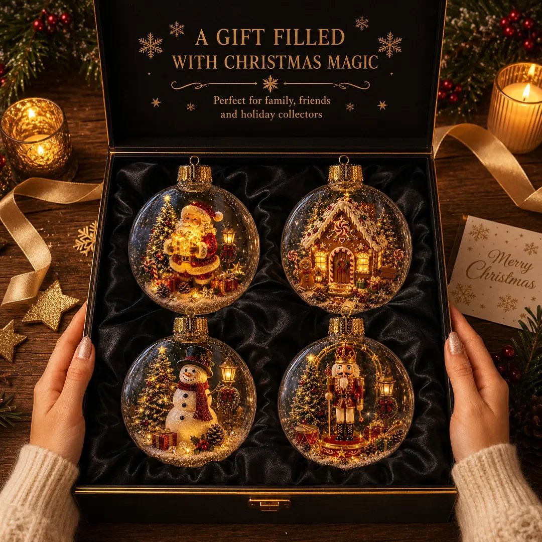 ✨🎄 Light-Up Christmas Story Ornament – Mini Holiday Scene