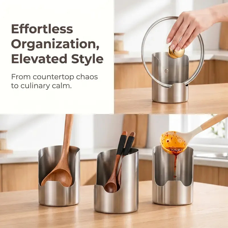 ⭐Thickened Stainless Steel Utensil Organizer, Rust Resistant Easy to Clean