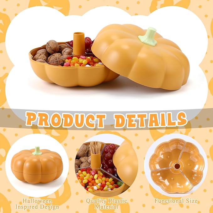2-Tier Pumpkin Snack Bowl with Divided Trays