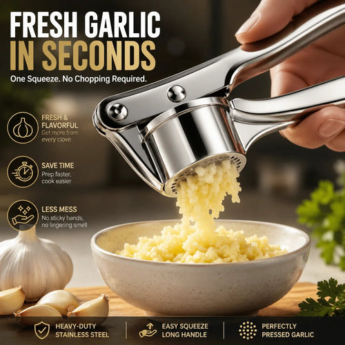 🔥HOT SALE🔥 Heavy-Duty Stainless Steel Garlic Press – Fresh Minced Garlic in Seconds
