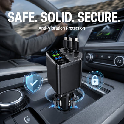 ⚡240W Fast Retractable Car Charger