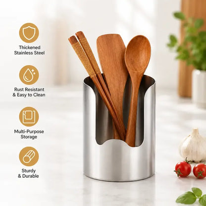 ⭐Thickened Stainless Steel Utensil Organizer, Rust Resistant Easy to Clean