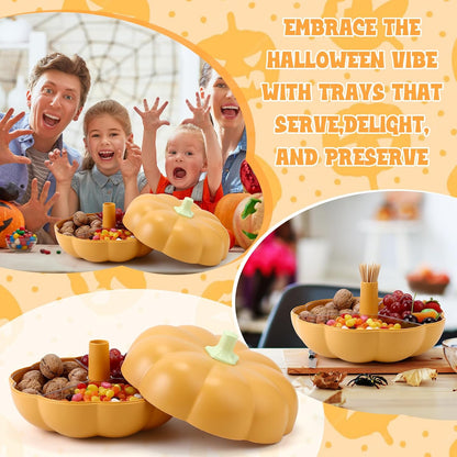 2-Tier Pumpkin Snack Bowl with Divided Trays