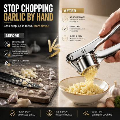 🔥HOT SALE🔥 Heavy-Duty Stainless Steel Garlic Press – Fresh Minced Garlic in Seconds