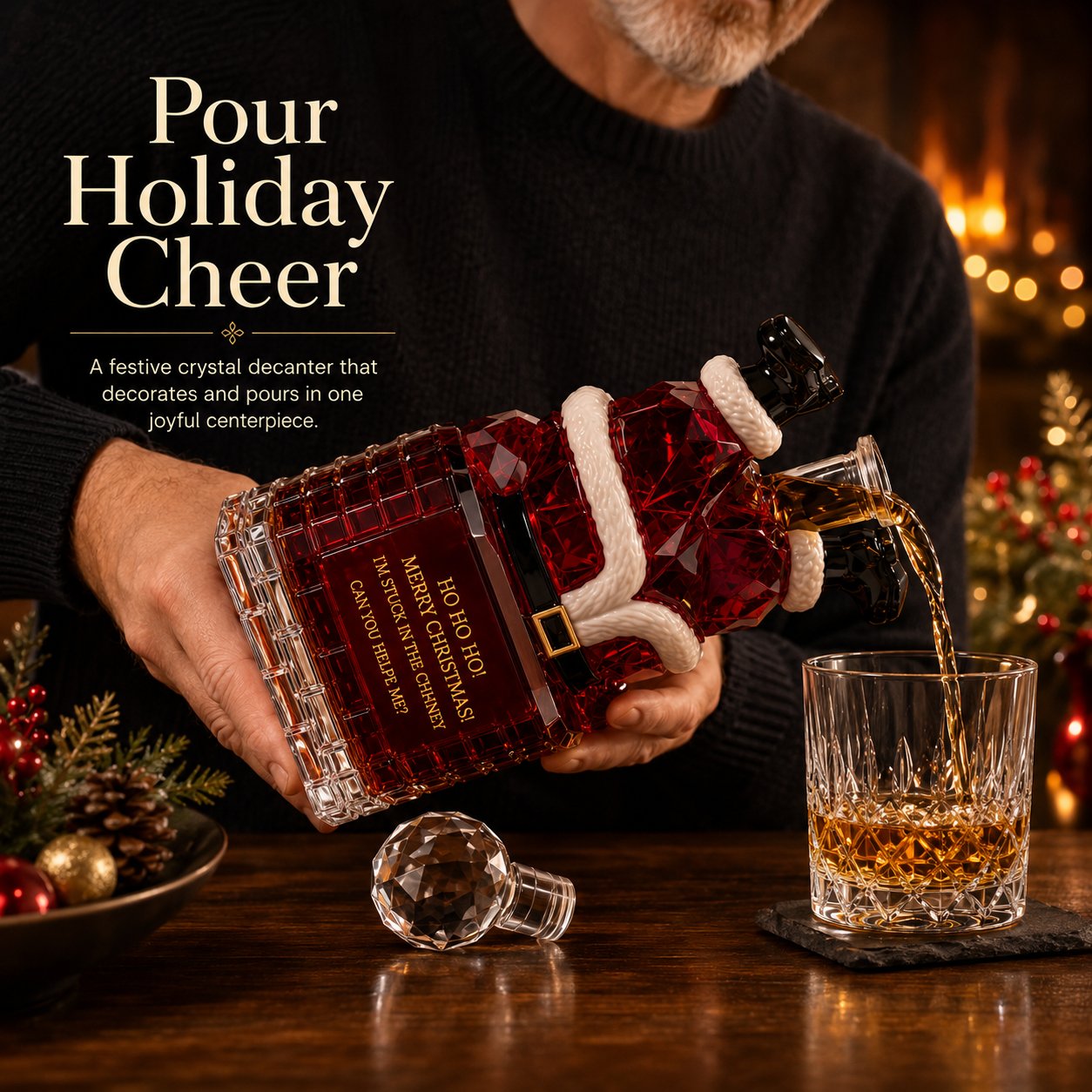 ✨ ✨ Holiday Special: 49% Off – Santa Stuck in the Chimney Whiskey Bottle