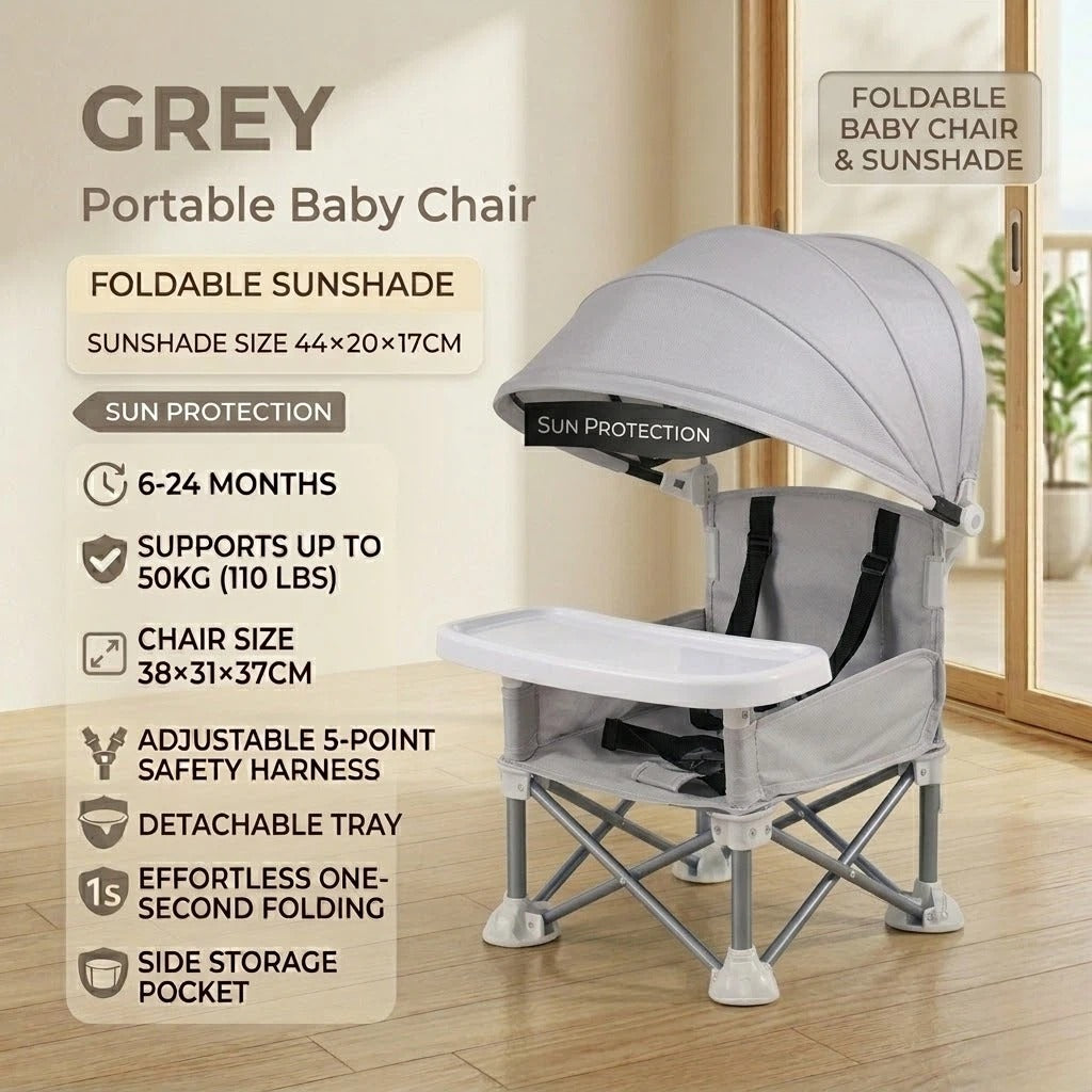 ✈️ Portable Baby High Chair with Safety Harness | Fold, Carry & Feed Anywhere
